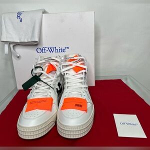 Off-White Calf White 3.0 3-0 Court Orange High-Tops Green Tag